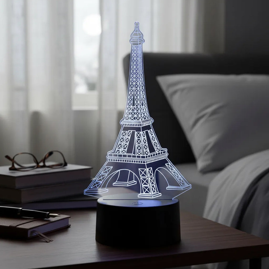 Velador Ilusion 3D A control remoto Lámpara Torre Eiffel USB / PILAS