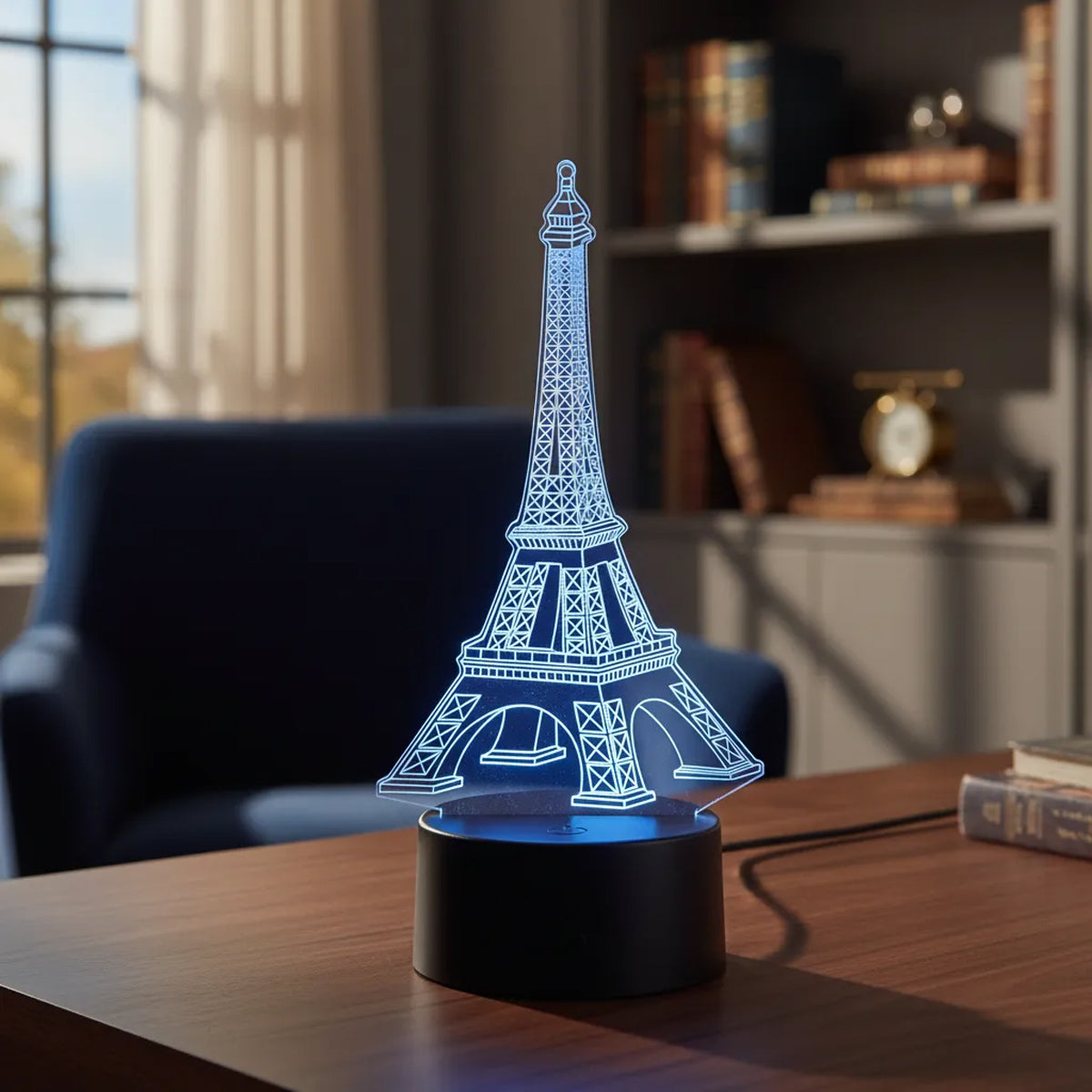 Velador Ilusion 3D A control remoto Lámpara Torre Eiffel USB / PILAS