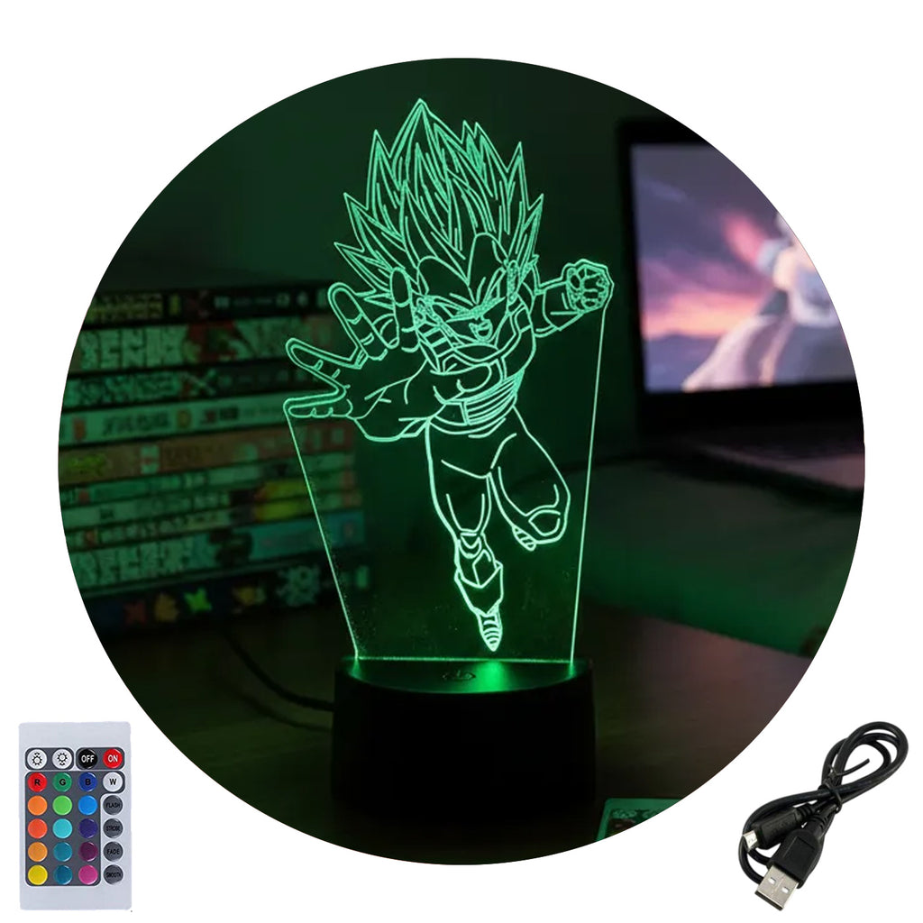 Velador Infantil Ilusion 3D A control remoto Vegeta Dragon Ball USB / PILAS