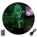 Velador Infantil Ilusion 3D A control remoto Vegeta Dragon Ball USB / PILAS