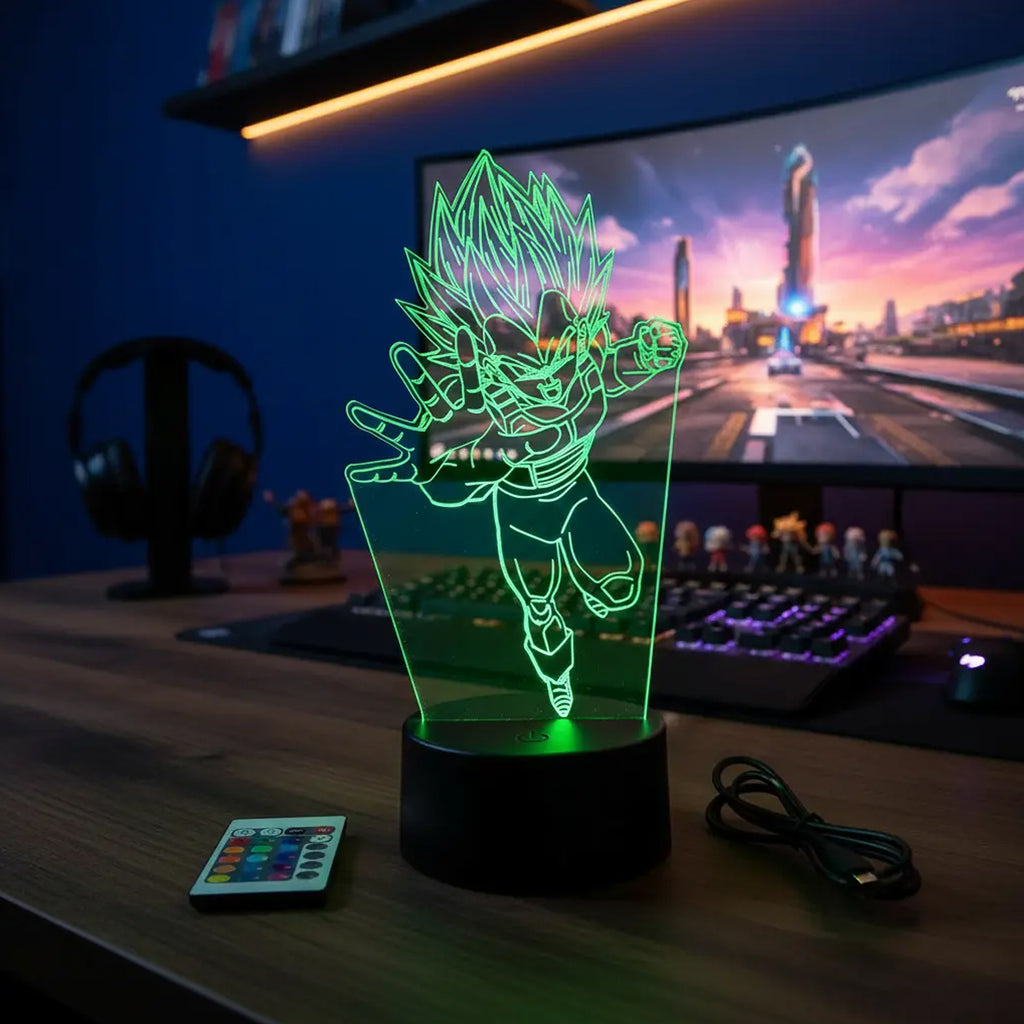 Velador Infantil Ilusion 3D A control remoto Vegeta Dragon Ball USB / PILAS