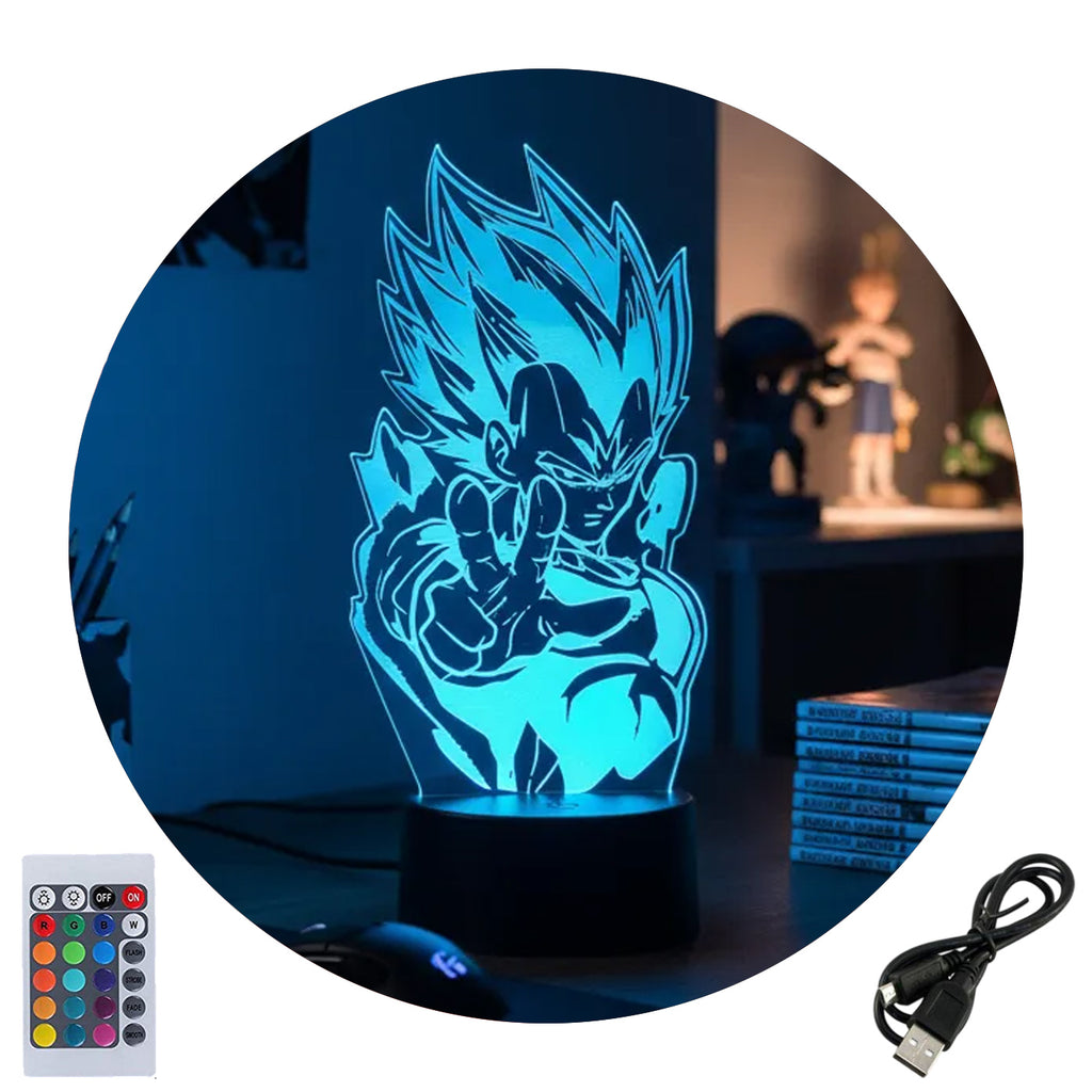 Velador Ilusion 3D A control remoto Dragon Ball Vegeta USB / PILAS