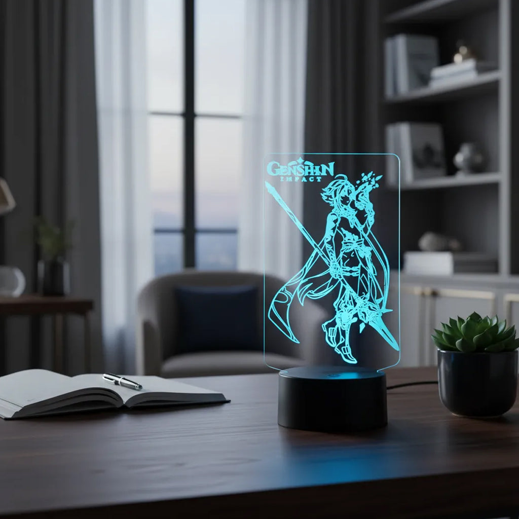 Velador Ilusion 3D A control remoto Lámpara Xiao Genshin Impact USB / PILAS