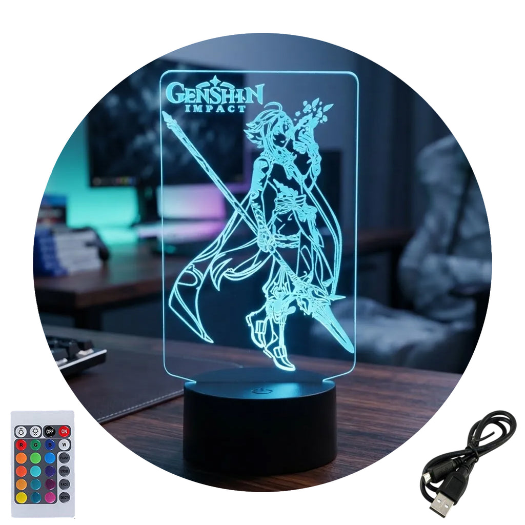 Velador Ilusion 3D A control remoto Lámpara Xiao Genshin Impact USB / PILAS