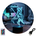 Velador Ilusion 3D A control remoto Lámpara Xiao Genshin Impact USB / PILAS
