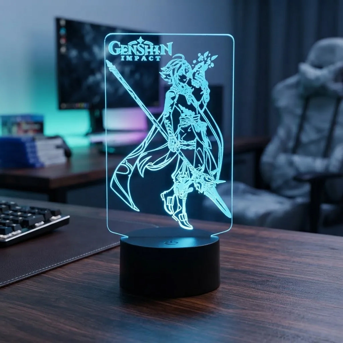 Velador Ilusion 3D A control remoto Lámpara Xiao Genshin Impact USB / PILAS