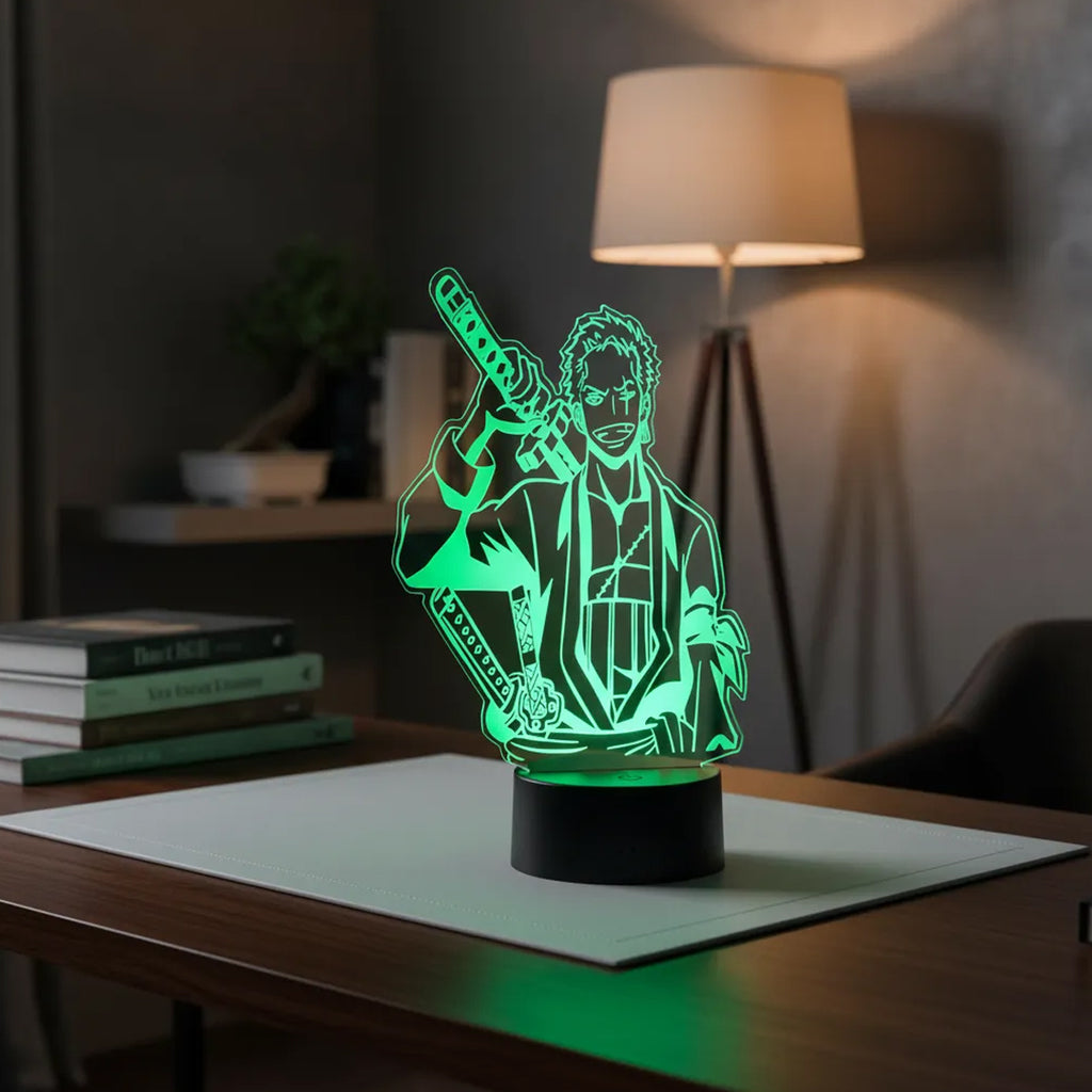 Velador Ilusion 3D A control remoto Zoro One Piece USB / PILAS