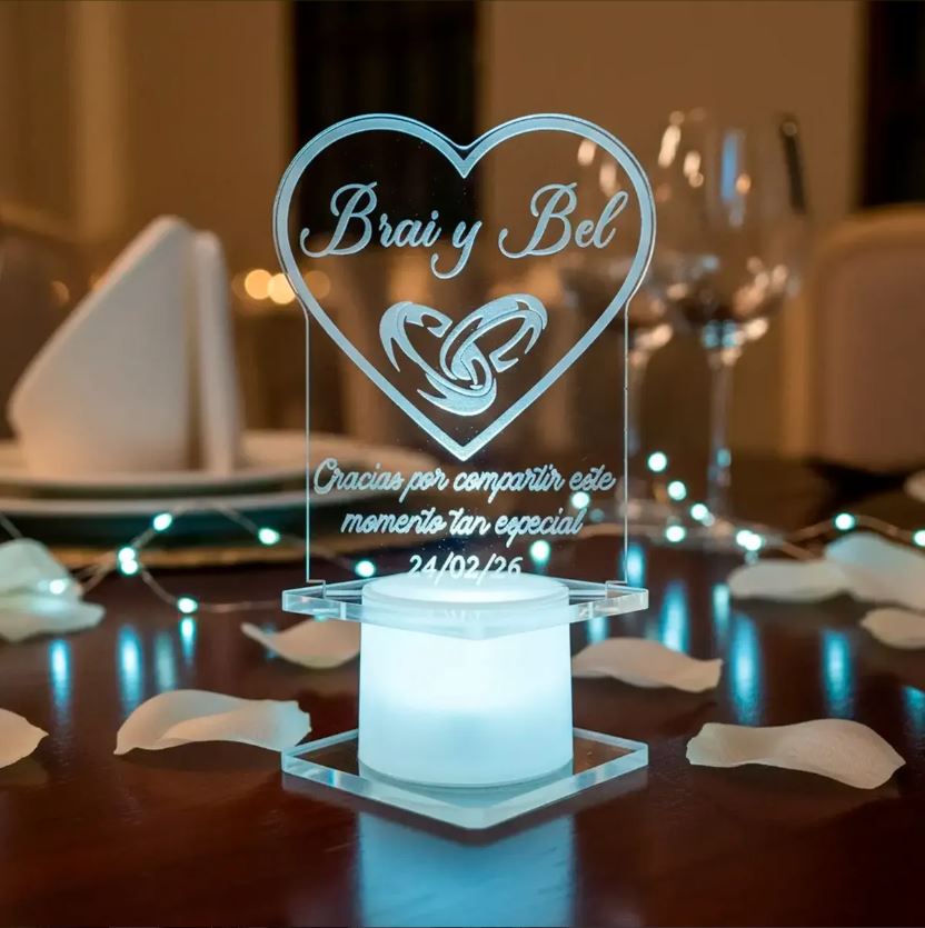 Souvenirs Led Acrílico Fiesta Casamiento Boda Pack x25u