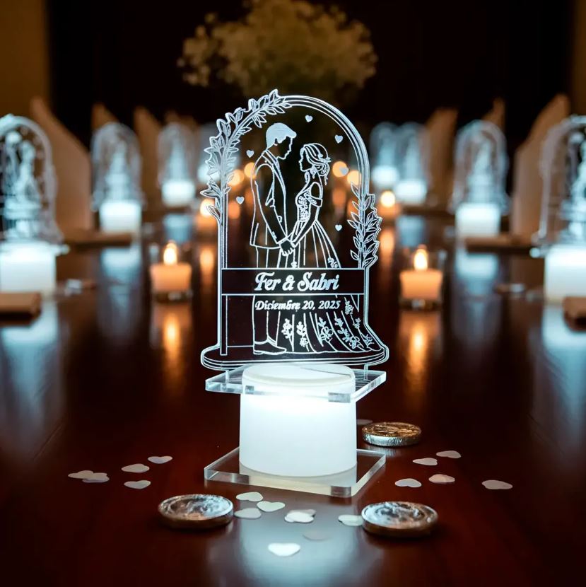 Souvenirs Led Acrílico Fiesta Casamiento Boda Pack x25u