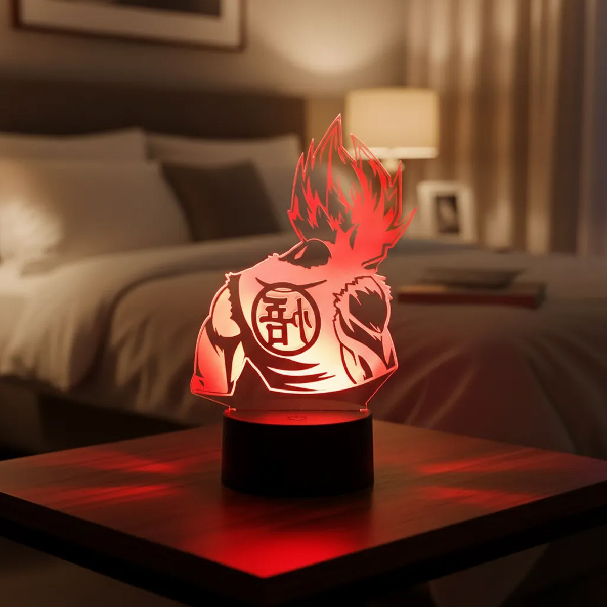 Velador Ilusion 3D A control remoto Lámpara Dragon Ball Goku USB / PILAS