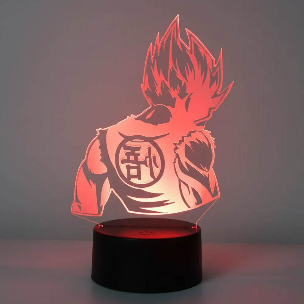 Velador Ilusion 3D A control remoto Lámpara Dragon Ball Goku USB / PILAS