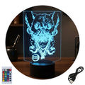 Velador Infantil Ilusion 3D A control remoto Lámpara Inosuke Demon Slayer USB / PILAS