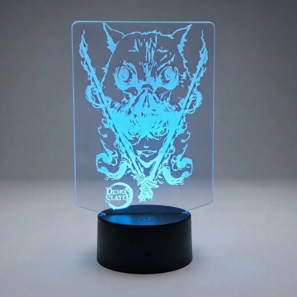 Velador Infantil Ilusion 3D A control remoto Lámpara Inosuke Demon Slayer USB / PILAS