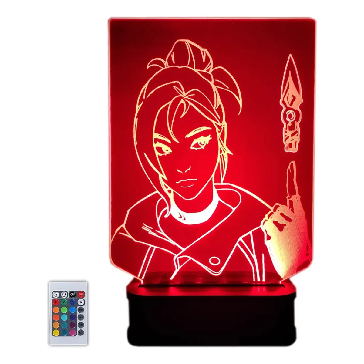 Velador Ilusion 3D A control remoto Lámpara Jett Valorant USB / PILAS