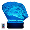 Velador Ilusion 3D A control remoto Lámpara Millenium Falcon Star Wars USB / PILAS