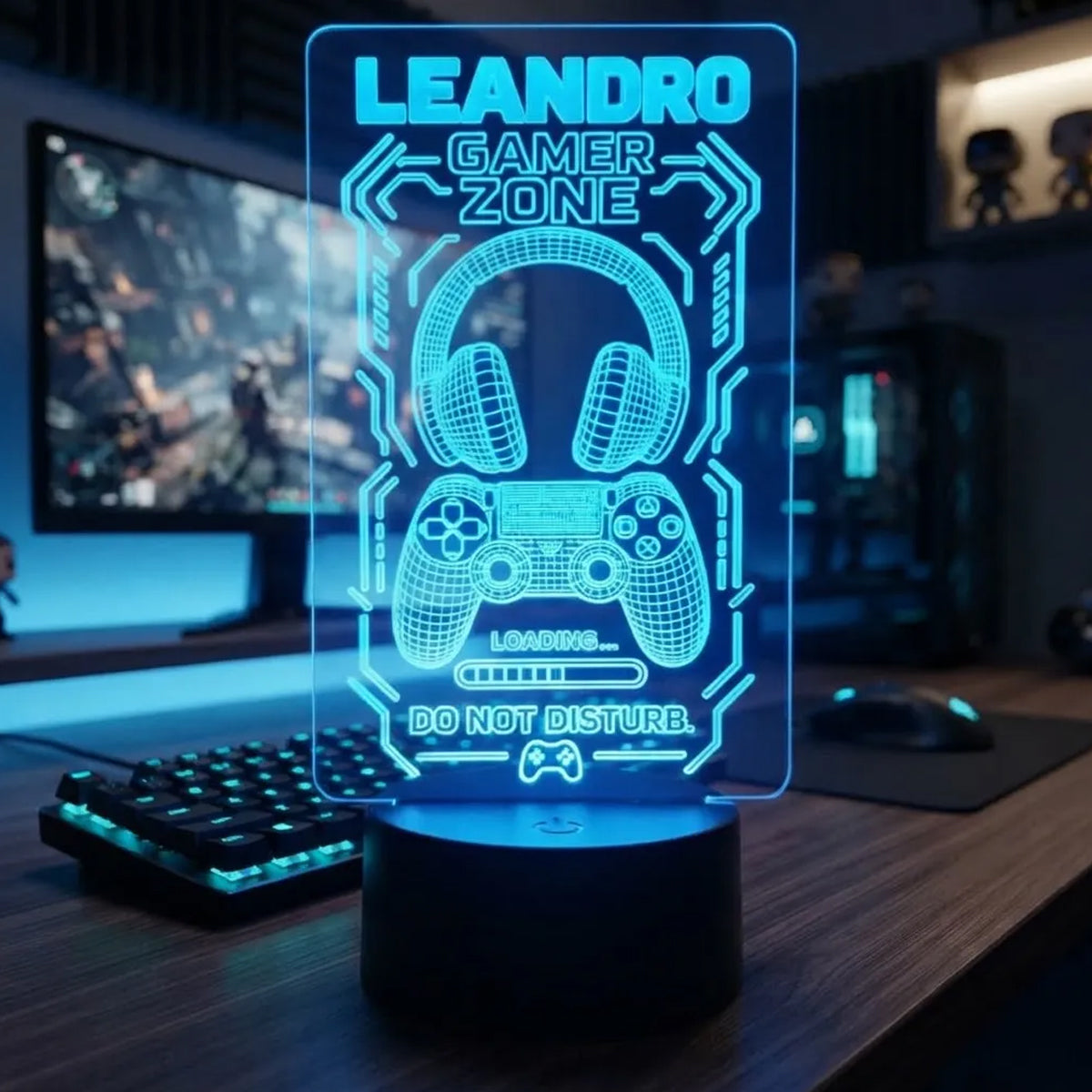 Velador Ilusion 3D A control remoto Lámpara PERSONALIZADA USB / PILAS