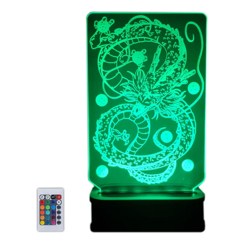 Velador Ilusion 3D A control remoto Lámpara Sheng Long Dragon Ball USB / PILAS