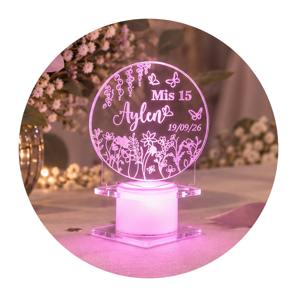Souvenirs Led Acrílico Personalizado Fiesta 15 años x65u